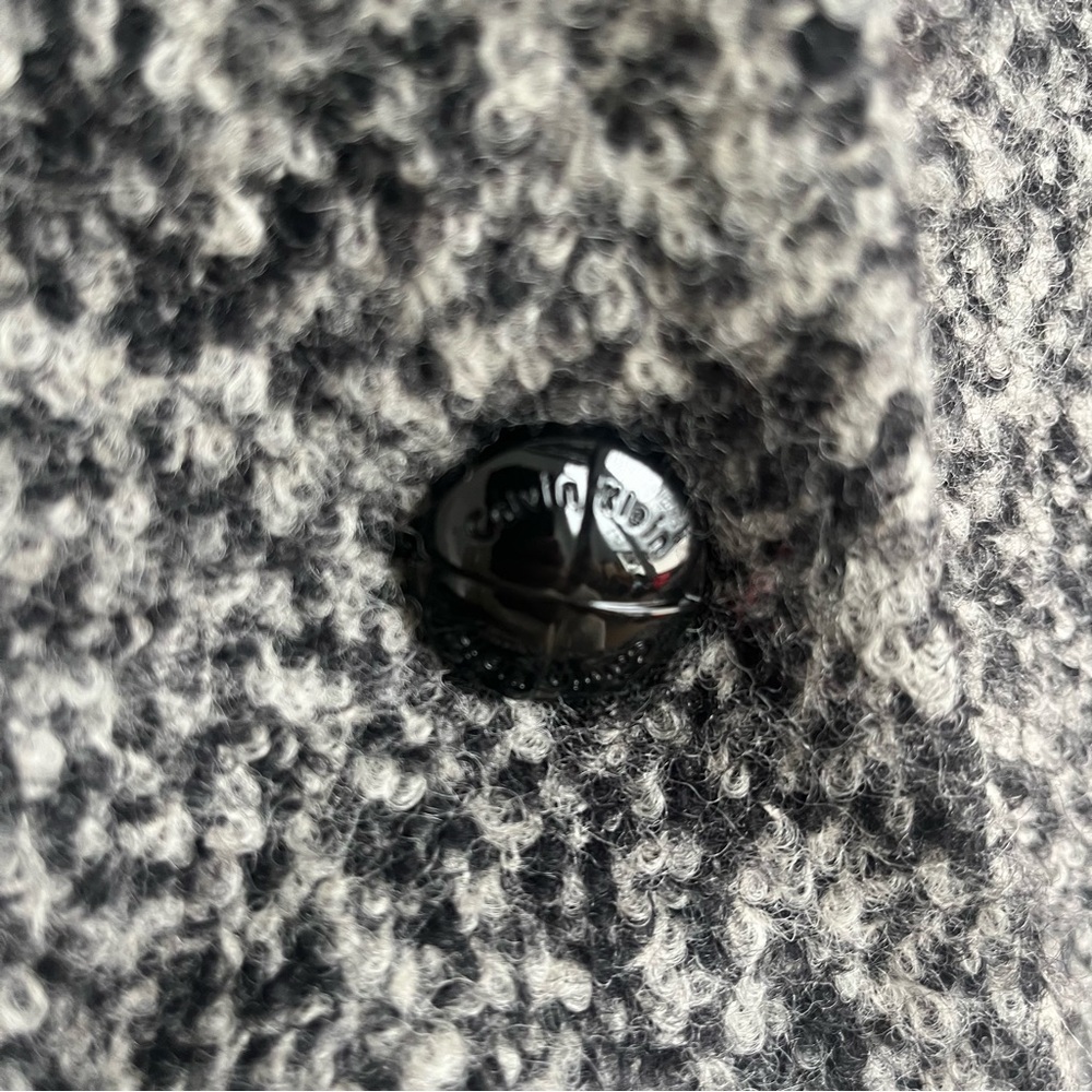 Calvin Klein Wool Blend Boucle Hooded Coat, Gray, 6 - Picture 6 of 7